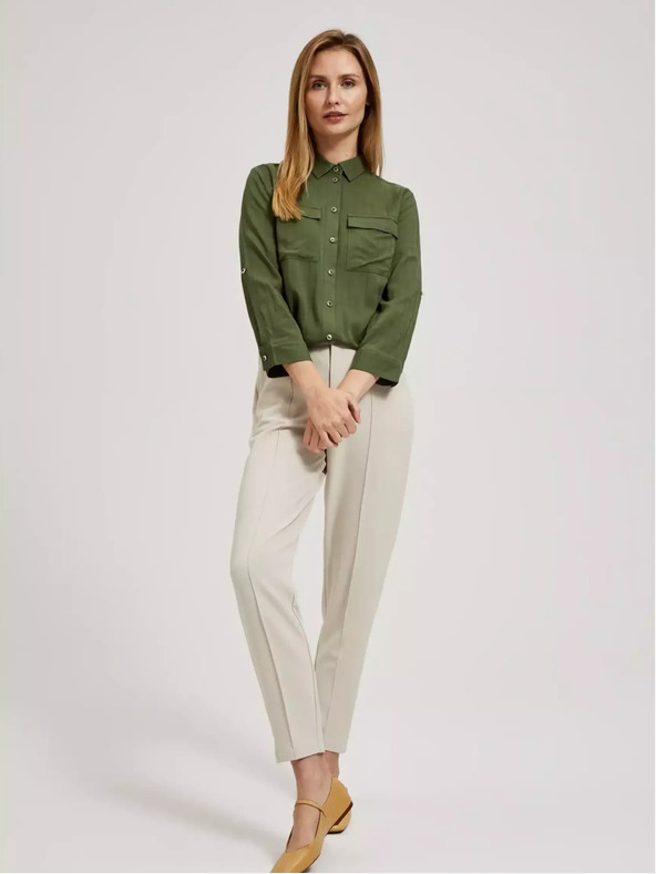 Moodo Khaki halenka s kapsami a dlouhým rukávem Moodo