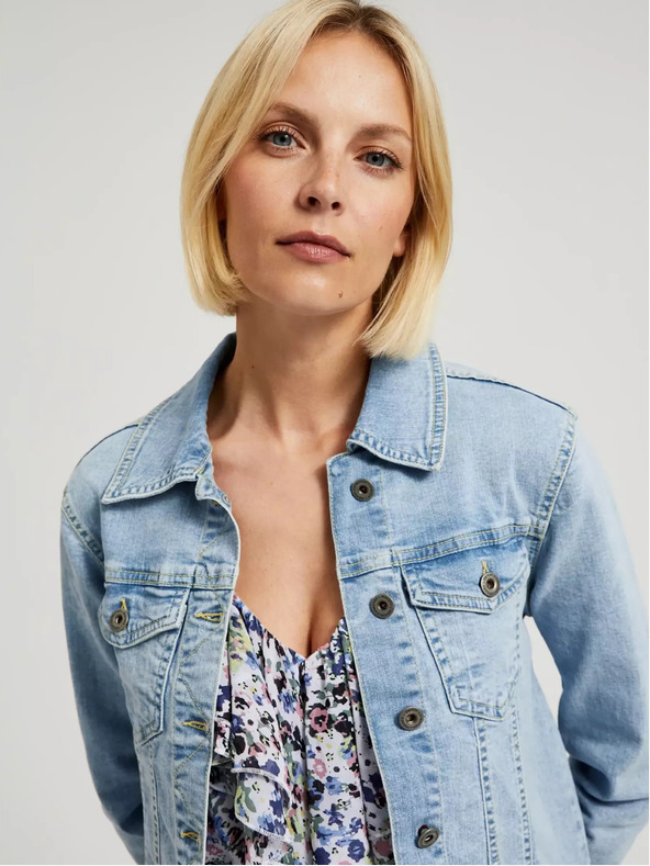 Moodo Světle modrá džínová bunda s knoflíky Moodo