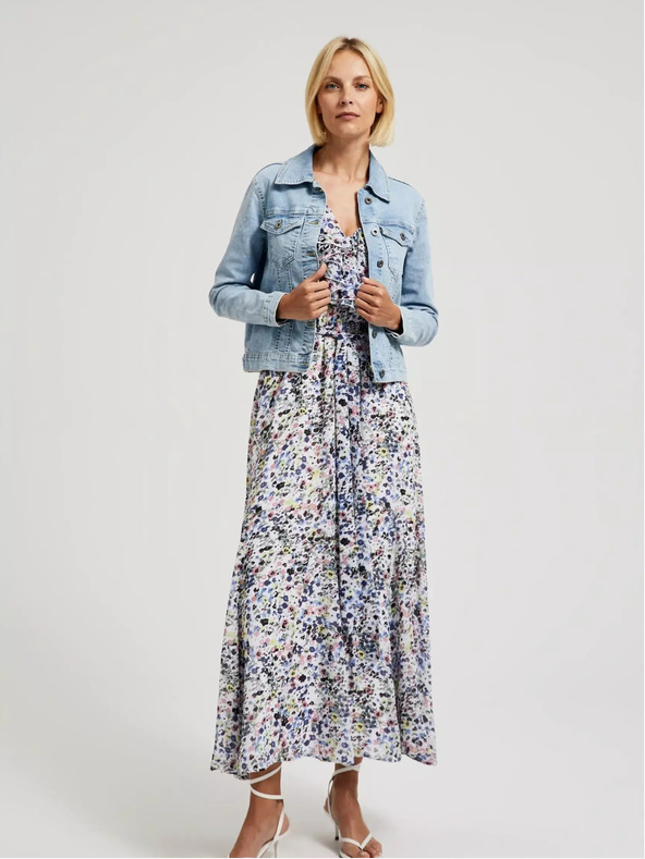 Moodo Světle modrá džínová bunda s knoflíky Moodo