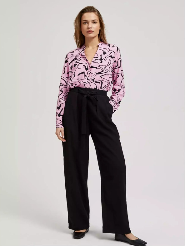 Moodo Růžová halenka s dlouhým rukávem s geometrickým vzorem Moodo