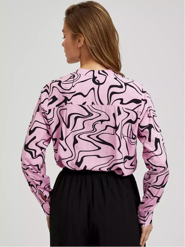 Moodo Růžová halenka s dlouhým rukávem s geometrickým vzorem Moodo