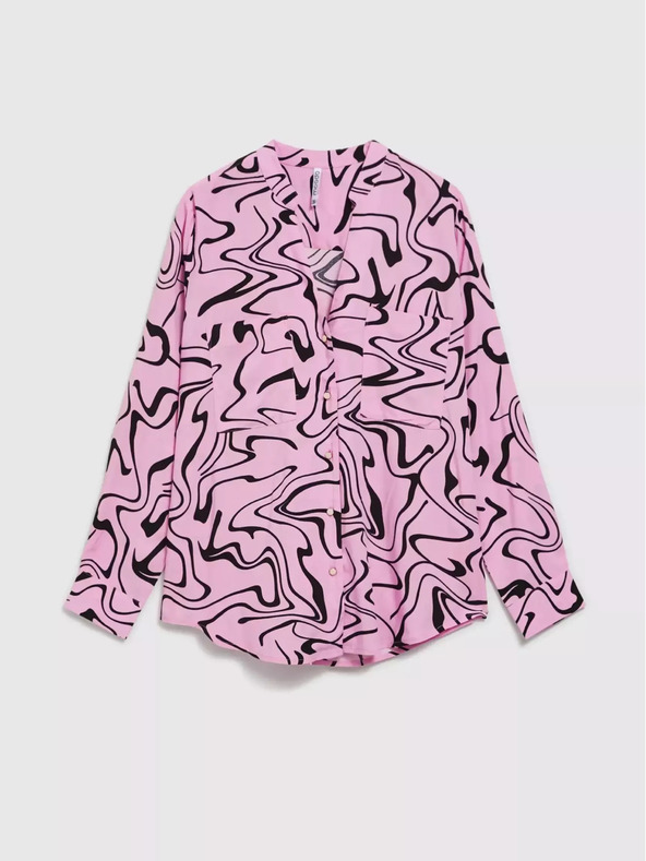 Moodo Růžová halenka s dlouhým rukávem s geometrickým vzorem Moodo