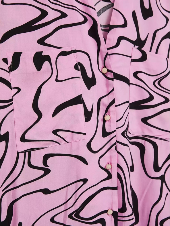 Moodo Růžová halenka s dlouhým rukávem s geometrickým vzorem Moodo