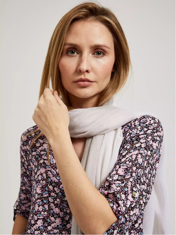 Moodo Šedý letní šátek s roztřepeným okrajem Moodo