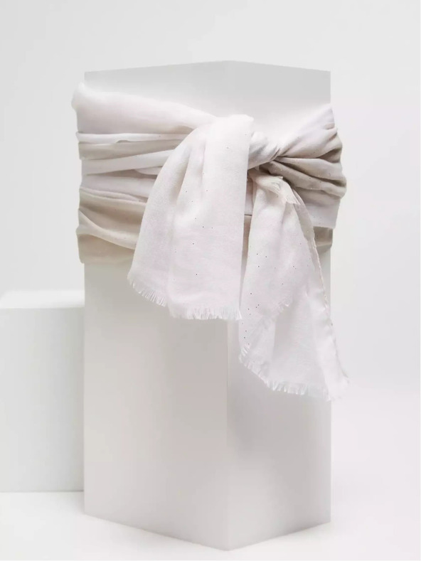 Moodo Šedý letní šátek s roztřepeným okrajem Moodo