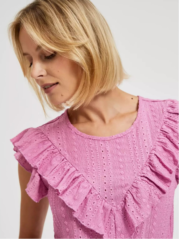 Moodo Růžová nařasená halenka Moodo