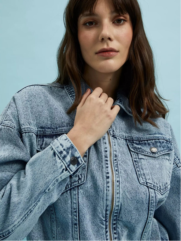Moodo Světle modrá džínová bunda se zipem Moodo