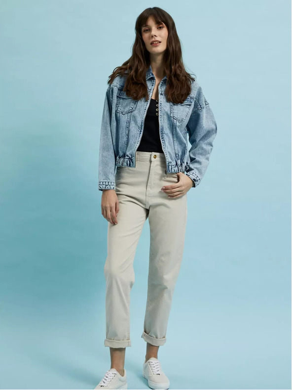 Moodo Světle modrá džínová bunda se zipem Moodo