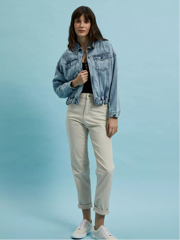 Moodo Světle modrá džínová bunda se zipem Moodo