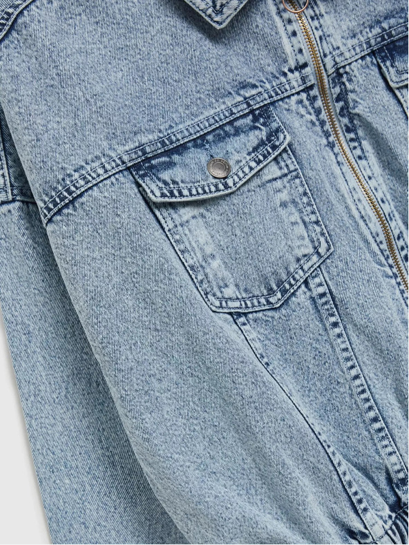 Moodo Světle modrá džínová bunda se zipem Moodo