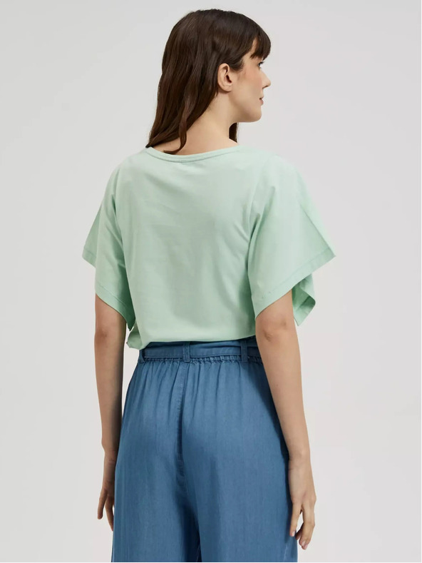 Moodo Zelené tričko se širokými rukávy Moodo