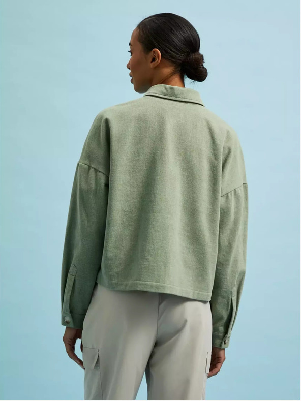 Moodo Olivově zelená bunda s kapsami a límečkem Moodo