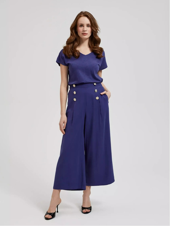 Moodo Fialové tričko s výstřihem do V Moodo