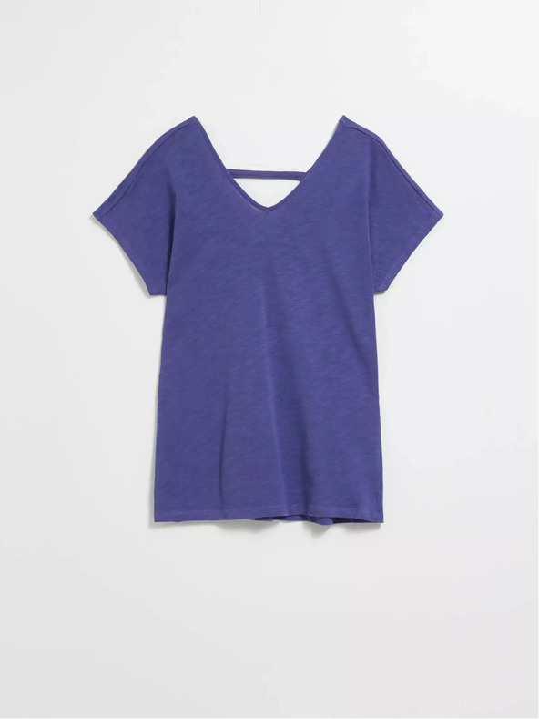 Moodo Fialové tričko s výstřihem do V Moodo