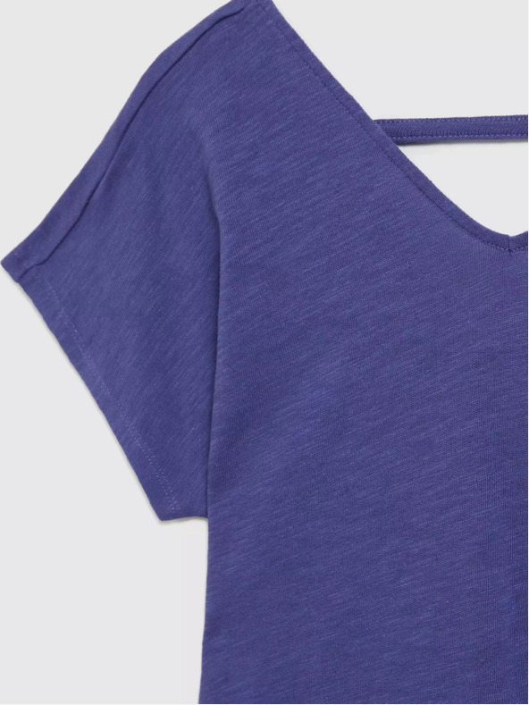 Moodo Fialové tričko s výstřihem do V Moodo