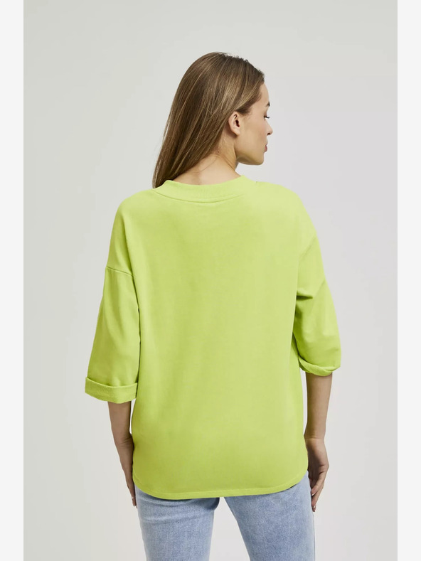 Moodo Zelená mikina s 3/4 rukávem Moodo