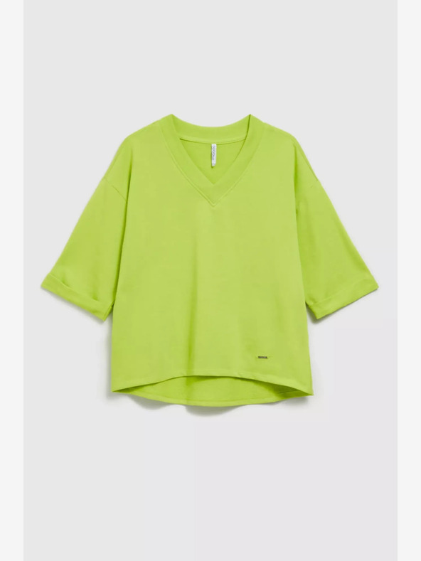 Moodo Zelená mikina s 3/4 rukávem Moodo