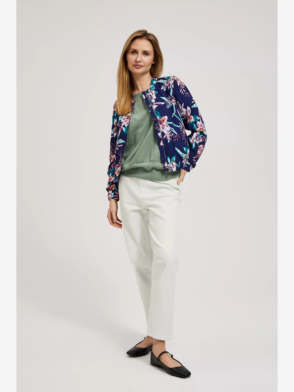 Moodo Tmavě modrý bomber s květinovým potiskem Moodo