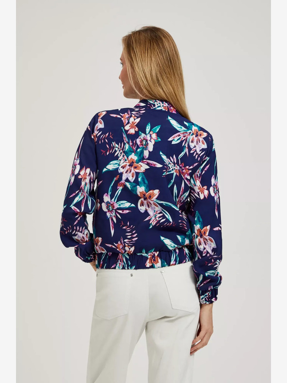 Moodo Tmavě modrý bomber s květinovým potiskem Moodo
