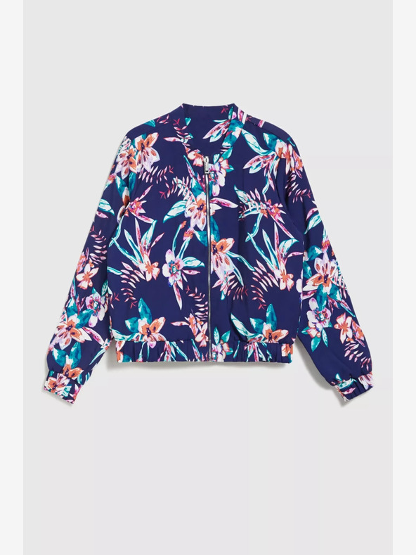 Moodo Tmavě modrý bomber s květinovým potiskem Moodo