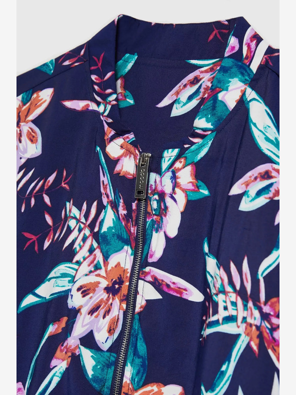 Moodo Tmavě modrý bomber s květinovým potiskem Moodo