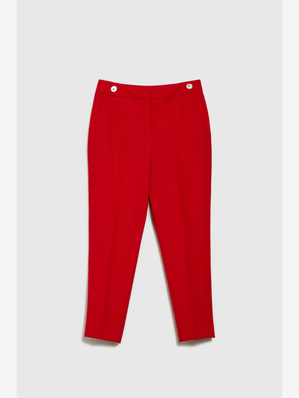 Moodo Červené rovné kalhoty s řasením Moodo
