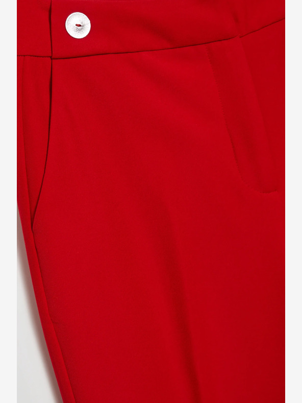 Moodo Červené rovné kalhoty s řasením Moodo