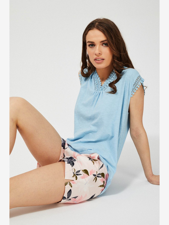 Moodo Růžové dámské květované kraťasy Moodo