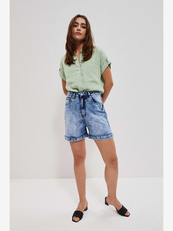 Moodo Modré dámské džínové kraťasy Moodo