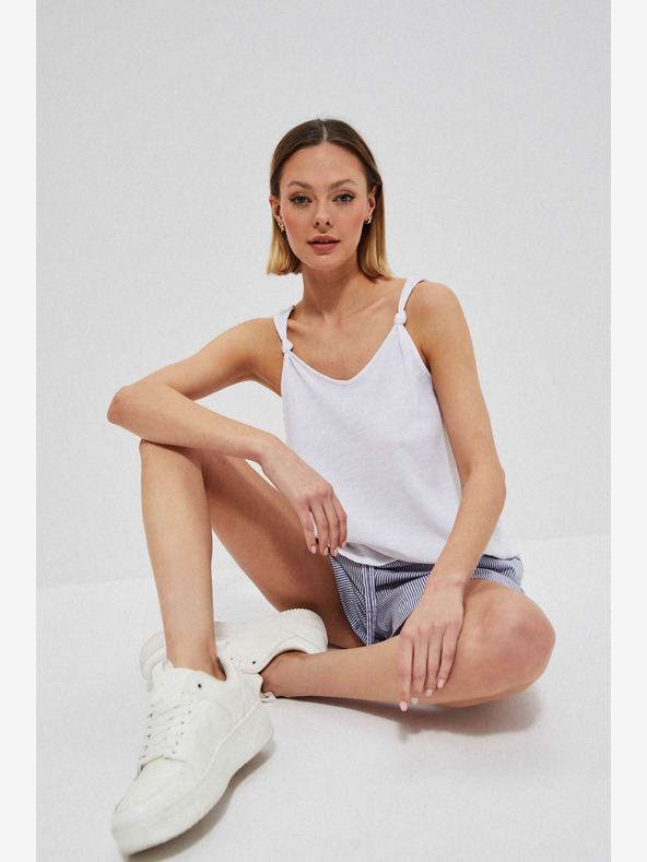 Moodo Bílo-modré dámské pruhované kraťasy Moodo