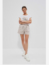 Moodo Bílo-hnědé dámské pruhované kraťasy Moodo