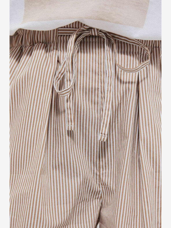 Moodo Bílo-hnědé dámské pruhované kraťasy Moodo