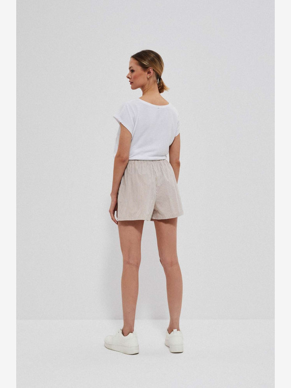 Moodo Bílo-hnědé dámské pruhované kraťasy Moodo