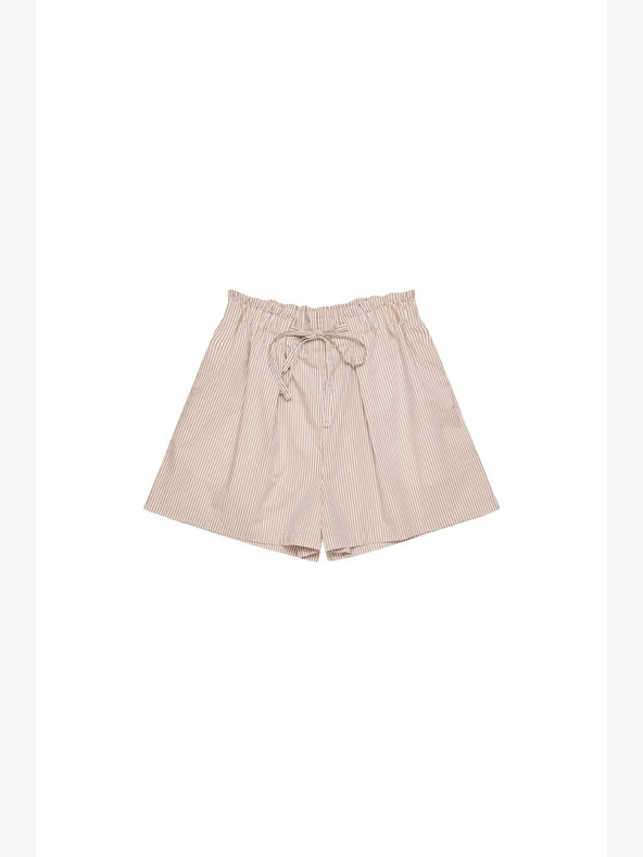 Moodo Bílo-hnědé dámské pruhované kraťasy Moodo