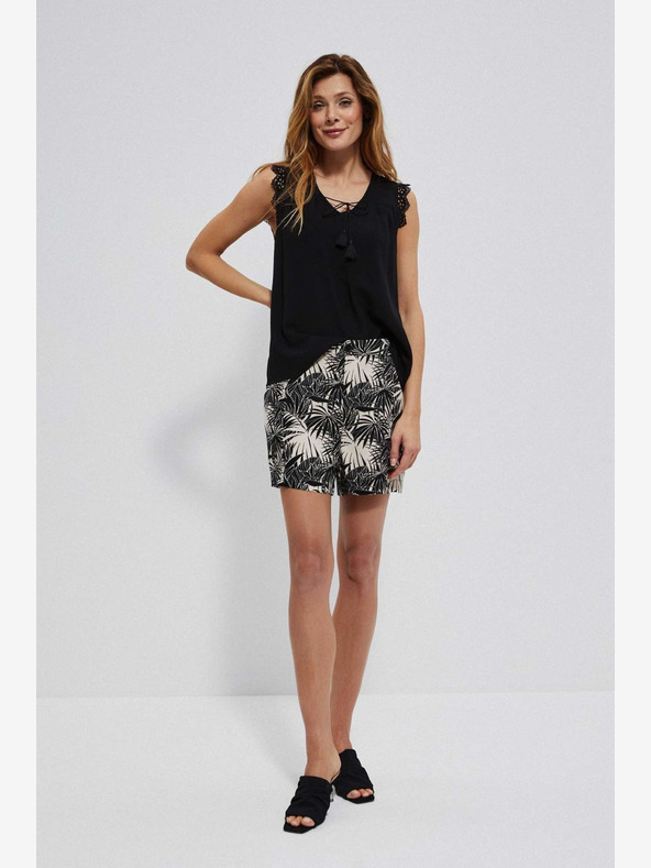 Moodo Bílo-černé dámské vzorované kraťasy Moodo