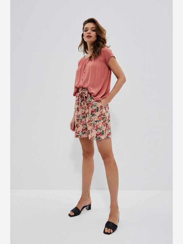 Moodo Béžové dámské květované kraťasy Moodo