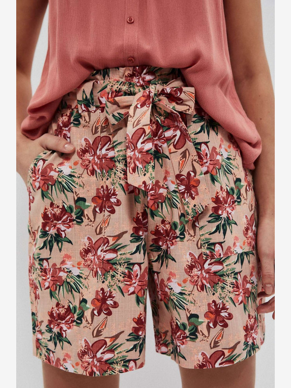 Moodo Béžové dámské květované kraťasy Moodo