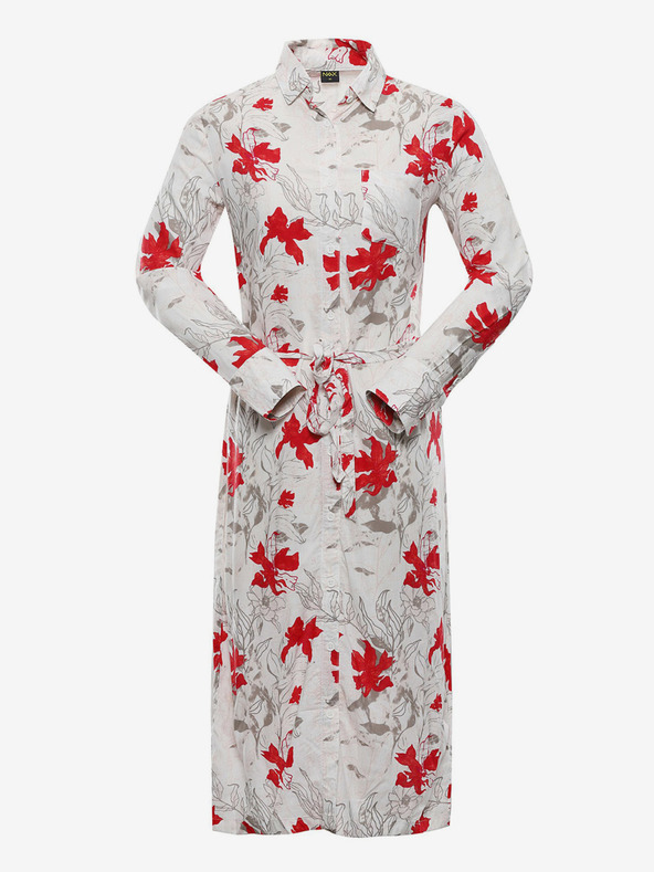 NAX Červeno-bílé dámské vzorované košilové šaty NAX Cufewa