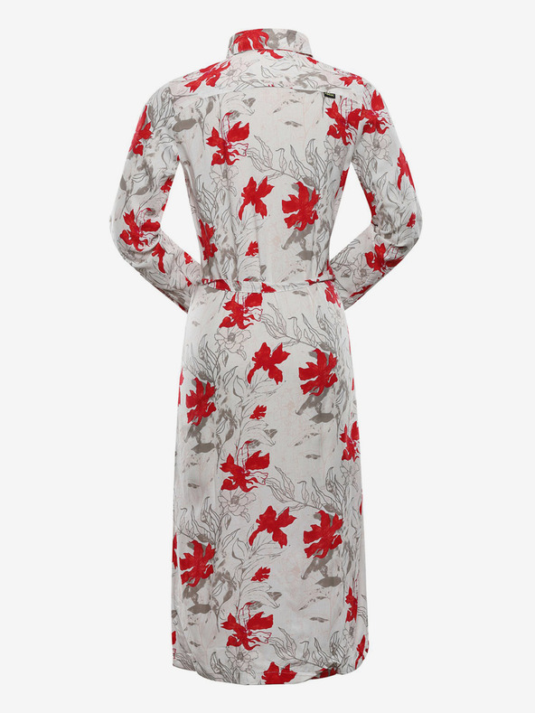 NAX Červeno-bílé dámské vzorované košilové šaty NAX Cufewa