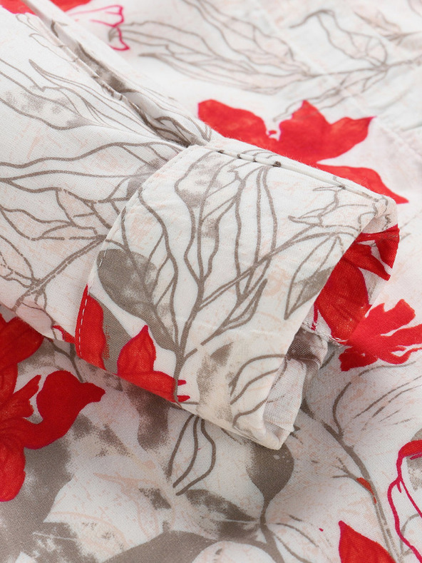 NAX Červeno-bílé dámské vzorované košilové šaty NAX Cufewa