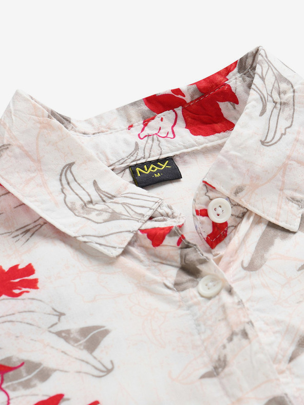 NAX Červeno-bílé dámské vzorované košilové šaty NAX Cufewa