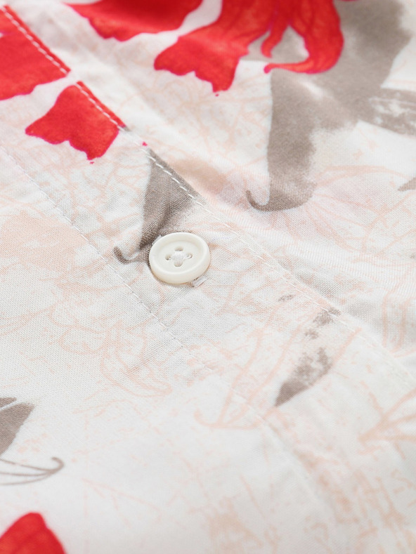 NAX Červeno-bílé dámské vzorované košilové šaty NAX Cufewa