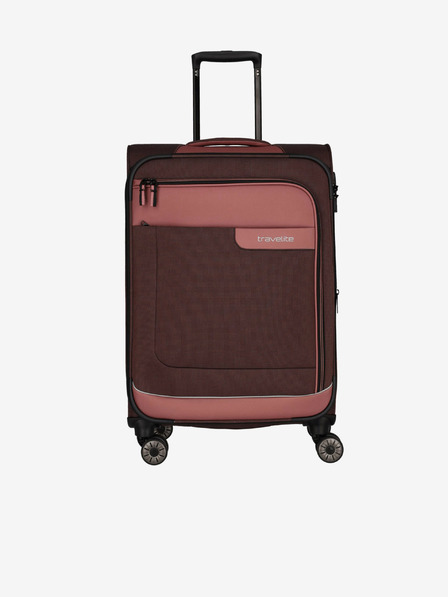 Travelite Růžovo-hnědý cestovní kufr Travelite Viia 4w M