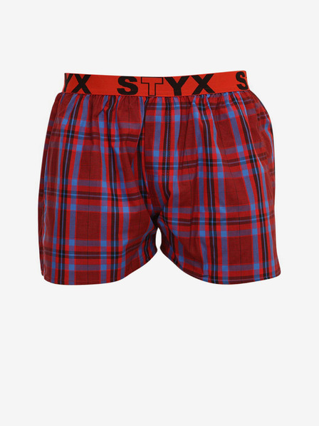 Styx Červené pánské kostkované trenýrky Styx