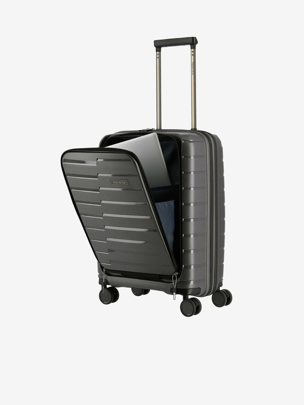 Travelite Šedý cestovní kufr Travelite Air Base 4w S Front pocket Anthracite