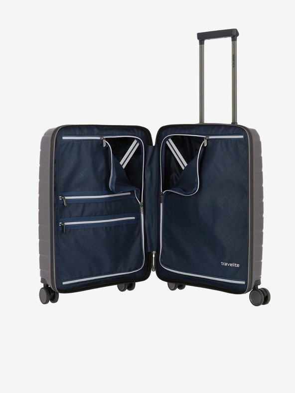 Travelite Šedý cestovní kufr Travelite Air Base 4w S Front pocket Anthracite