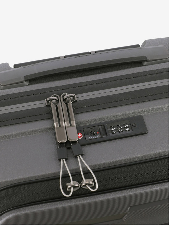 Travelite Šedý cestovní kufr Travelite Air Base 4w S Front pocket Anthracite