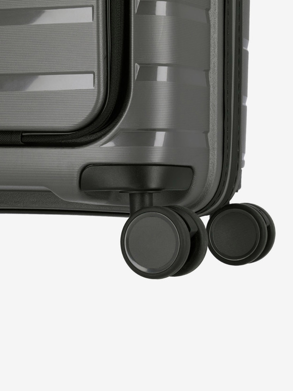 Travelite Šedý cestovní kufr Travelite Air Base 4w S Front pocket Anthracite
