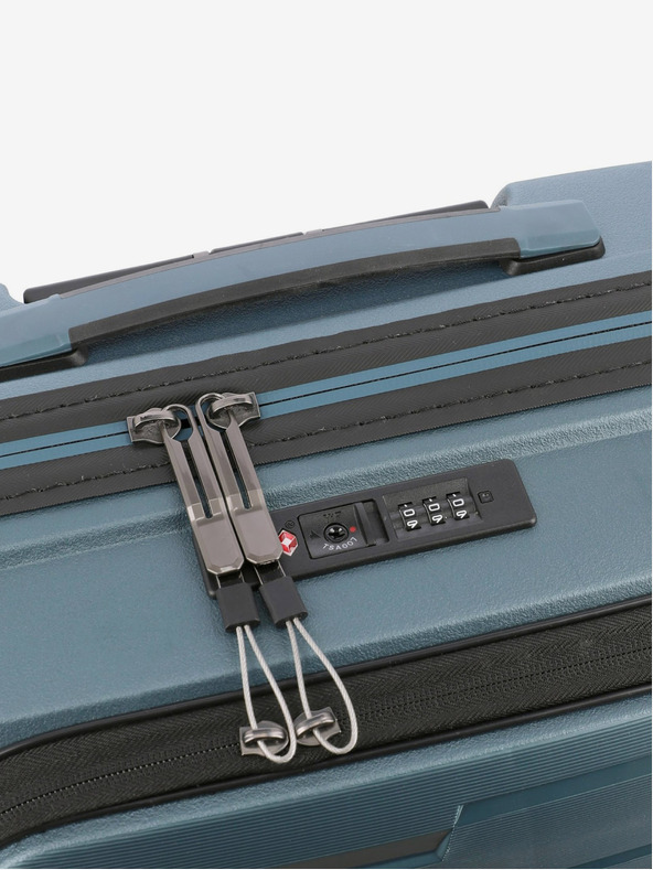 Travelite Modrý cestovní kufr Travelite Air Base 4w S Front pocket Ice blue