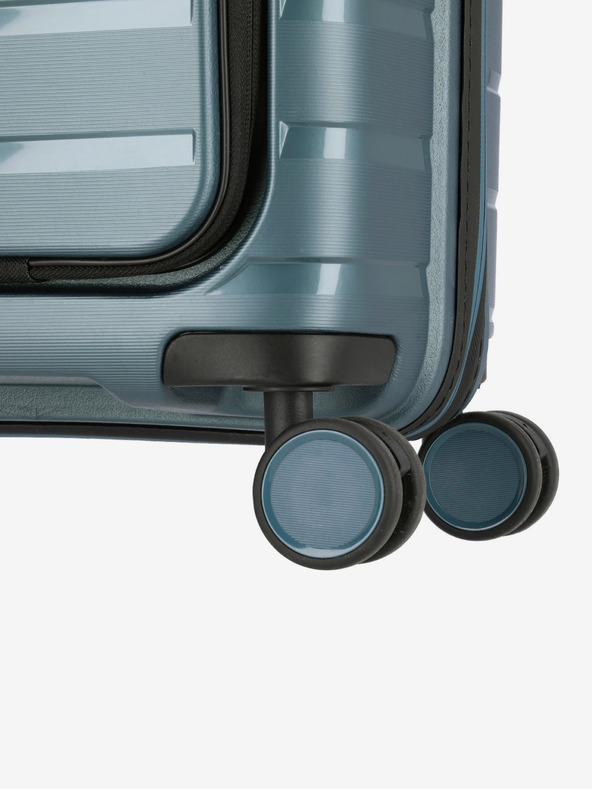 Travelite Modrý cestovní kufr Travelite Air Base 4w S Front pocket Ice blue